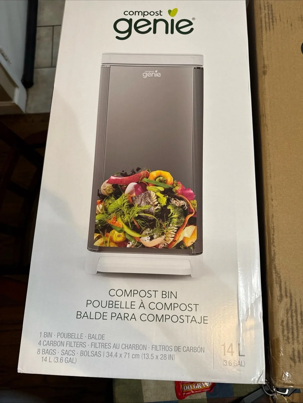 Compost Genie 14L Countertop Compost Bin - Silver